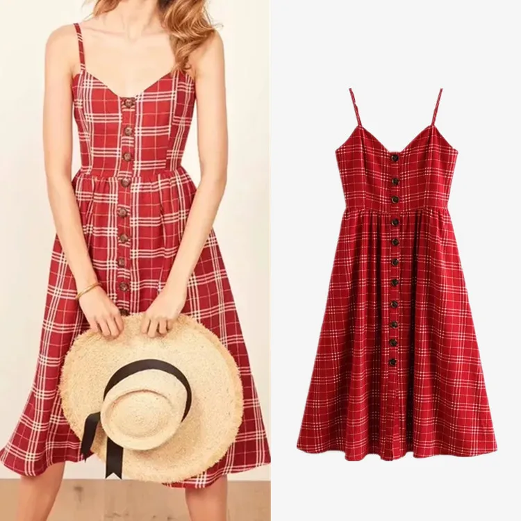 Summer Dress 2019 Women Dress Women Vestidos De Verano Robe Femme Red and White Plaid Single-breasted Slim Dress
Summer Dress 2019 Women Dress Women Vestidos De Verano Robe Femme Red and White Plaid Single-breasted Slim Dress