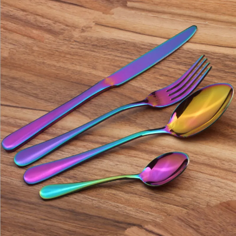 4 Pcs Stainless Steel Colorful Cutlery Set Rainbow Gold Plated Dinnerware Creative Dinner Set Fork Knife for Wedding and Hotel
4 Pcs Stainless Steel Colorful Cutlery Set Rainbow Gold Plated Dinnerware Creative Dinner Set Fork Knife for Wedding and Hotel