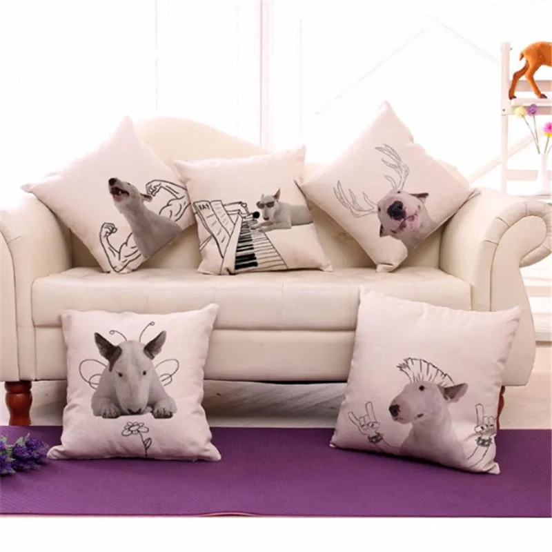 Square 18" Cotton Linen Bull Terrier Cute Dogs Picture Printed Sofa Decorative Seat Cushions Covers Almofada Pets Home Deco
Square 18" Cotton Linen Bull Terrier Cute Dogs Picture Printed Sofa Decorative Seat Cushions Covers Almofada Pets Home Deco