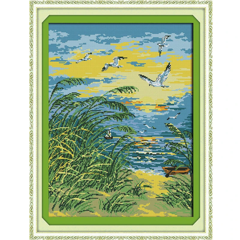 Joy Sunday Seaside sunrise Counted DMC 14CT 11CT Pattern Printed on Canvas Cross Stitch kits Needlework Embroidery Sets
Joy Sunday Seaside sunrise Counted DMC 14CT 11CT Pattern Printed on Canvas Cross Stitch kits Needlework Embroidery Sets