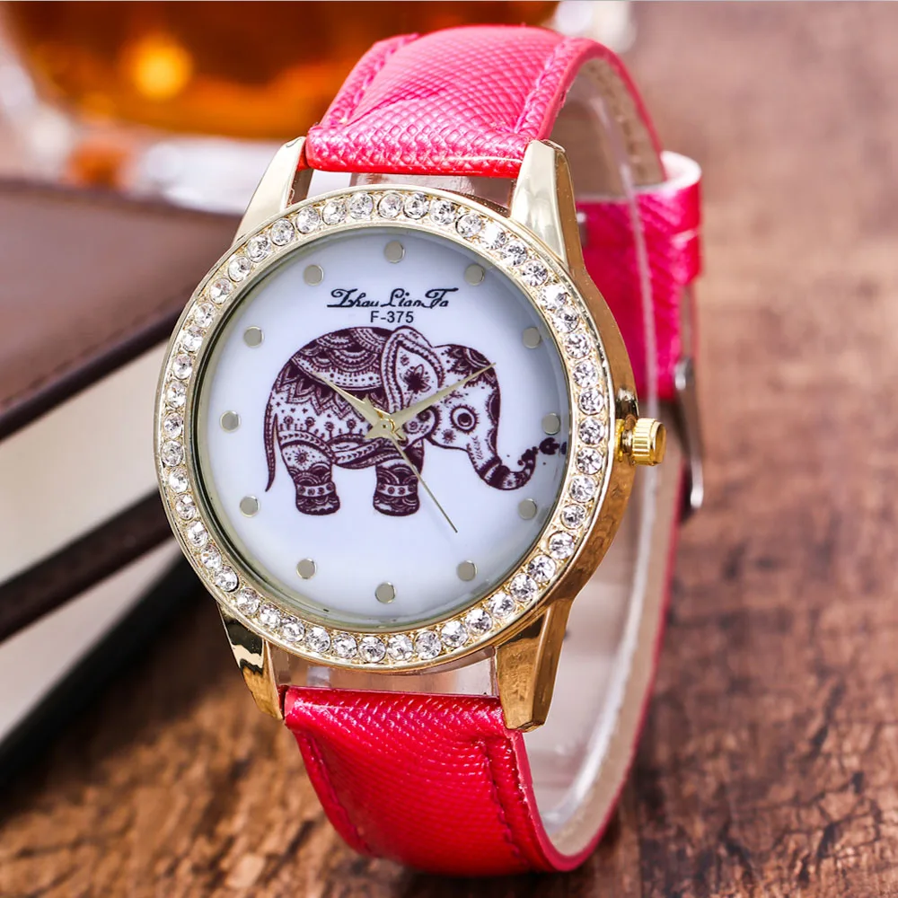 

ZhouLianFa Women Watch The New Trend Of Diamond Crystal Gold Business Hugh Elephant Stone Table With Gift Box 6 Types