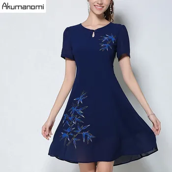 Chiffon Dress Button Hollow-out Hand-painted Bamboo Leaf Thin Dark Blue A-Line Summer Dress Plus Size 5XL 4XL 3XL 2XL XL L M
Chiffon Dress Button Hollow-out Hand-painted Bamboo Leaf Thin Dark Blue A-Line Summer Dress Plus Size 5XL 4XL 3XL 2XL XL L M