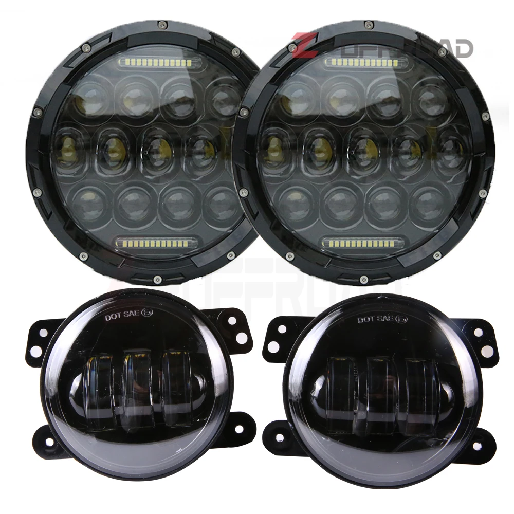 for Jeep 97-2017 JK TJ LJ 7'' Black 75w LED Driving Headlights with DRL+4 inch LED Fog Lights Driving Lamp Projection
for Jeep 97-2017 JK TJ LJ 7'' Black 75w LED Driving Headlights with DRL+4 inch LED Fog Lights Driving Lamp Projection