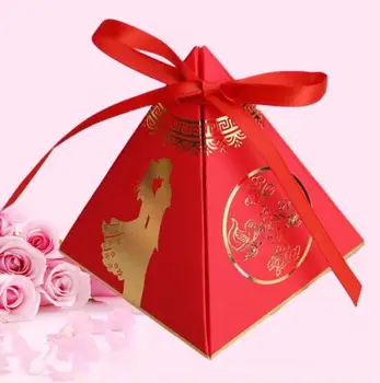 100pcs Creative Red Bride & Groom Triangular Pyramid Wedding Favors Candy Box Party Bomboniera Gift Chocolate Box
100pcs Creative Red Bride & Groom Triangular Pyramid Wedding Favors Candy Box Party Bomboniera Gift Chocolate Box