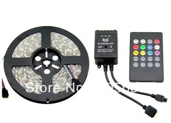 5M 5050SMD RGB 60Leds/M 300Led non-Waterproof flexible led Strip light + 20key IR Music Sound Sensitive remote Controller black
5M 5050SMD RGB 60Leds/M 300Led non-Waterproof flexible led Strip light + 20key IR Music Sound Sensitive remote Controller black