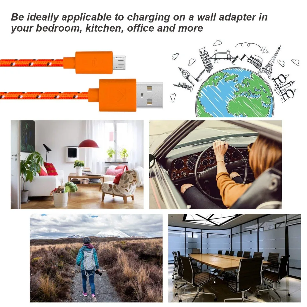 Nylon Braided Micro USB Cable 1M 2M 3M Fast Charging Data Sync USB Charger Cable For Samsung Xiaomi Tablets Mobile Phone Cables (5)