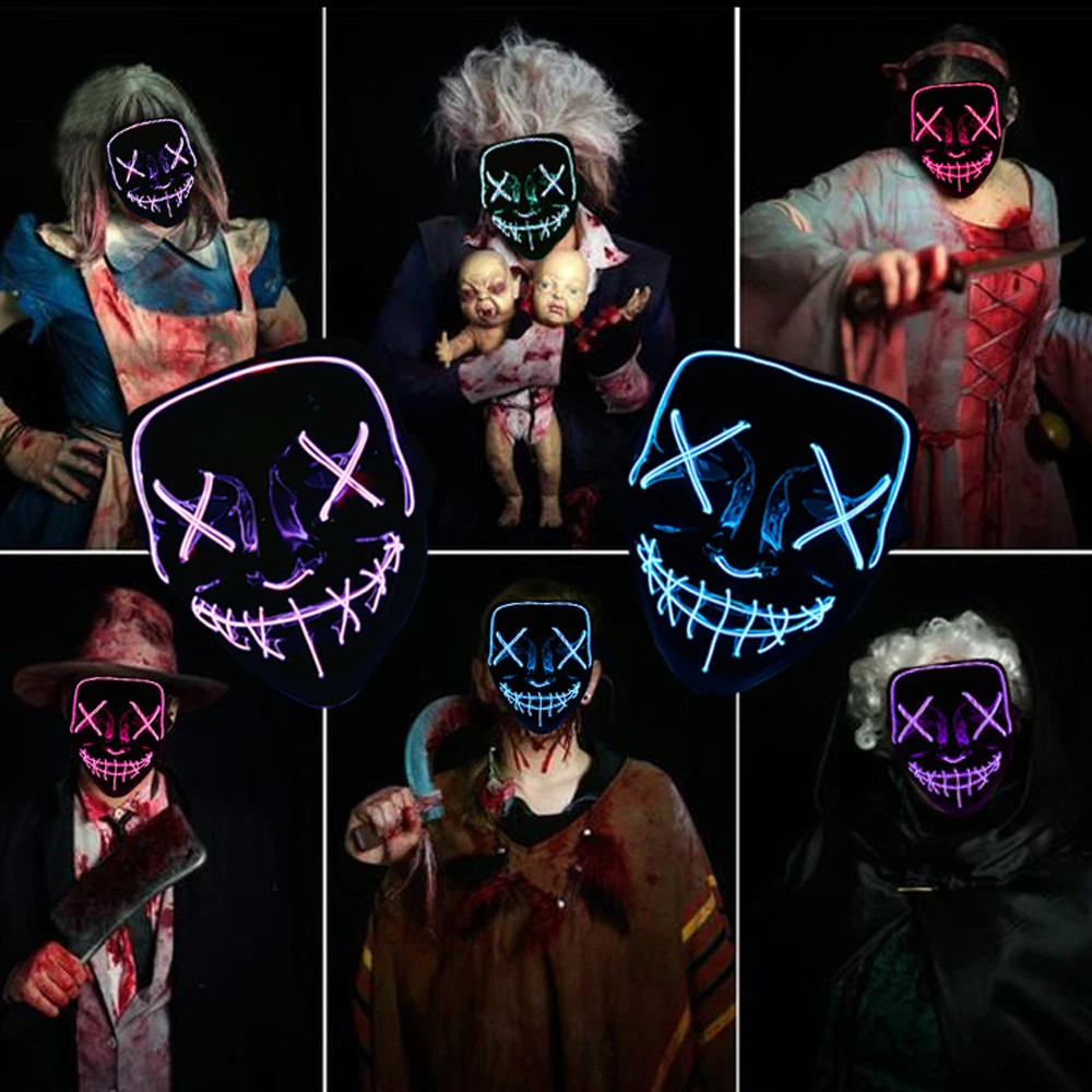 Led Mask The Purge Light Up Neon Skull Mask Party Festival Cosplay Costume Christmas Xmas New Year Gift Halloween Mask
Led Mask The Purge Light Up Neon Skull Mask Party Festival Cosplay Costume Christmas Xmas New Year Gift Halloween Mask