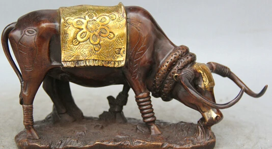 JP S0524 9" Chinese Folk Bronze Gild Zodiac Year Bull Oxen Cattle Animal Statue sculpture
JP S0524 9" Chinese Folk Bronze Gild Zodiac Year Bull Oxen Cattle Animal Statue sculpture