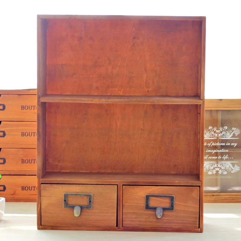 Double drawer storage cabinet art retro cabinet Box Wood two layers Holder Home Bathroom Kitchen Shelf 
Double drawer storage cabinet art retro cabinet Box Wood two layers Holder Home Bathroom Kitchen Shelf