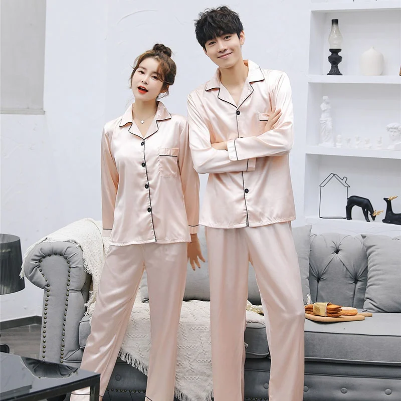 Women Men Ice Silk Sleep Two Piece Set Satin Pajamas Set Comfy Long Sleeve Sleepwear Pijama Pyjamas Suit Female Male Lounge wear
Women Men Ice Silk Sleep Two Piece Set Satin Pajamas Set Comfy Long Sleeve Sleepwear Pijama Pyjamas Suit Female Male Lounge wear