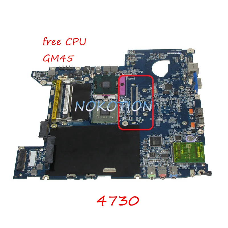 Материнская плата NOKOTION JALA0 LA-4221P MBTS802001 Мб. TS802.001 для ноутбука acer Aspire 4730 GM45 DDR2 без