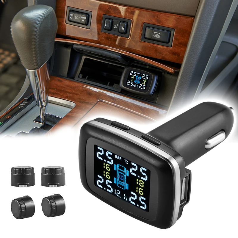 1set High Quality Car Cigarette Lighter TPMS Show Temperature Monitor +4 External Sensor for Tire Pressure Monitor Systems
1set High Quality Car Cigarette Lighter TPMS Show Temperature Monitor +4 External Sensor for Tire Pressure Monitor Systems