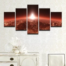 תמונות אמנות קיר בית תפאורה סלון הדפסי HD 5 שמש חתיכה עולה מעל מאדים חלל יקום פוסטר בד ציור מסגרת(China)