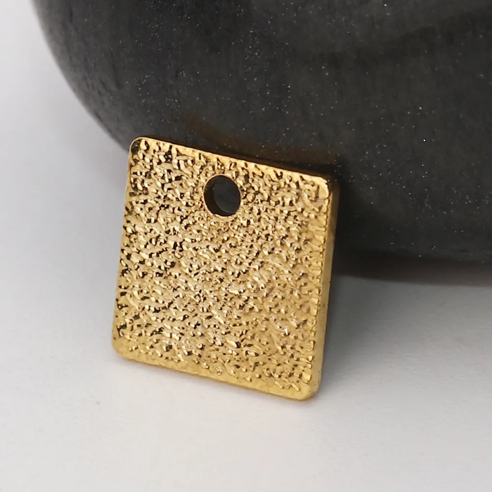 DoreenBeads Copper Charms Pendant Square Gold Silver Color Sparkledust 8mm( 3/8") x 10 PCs | Украшения и аксессуары