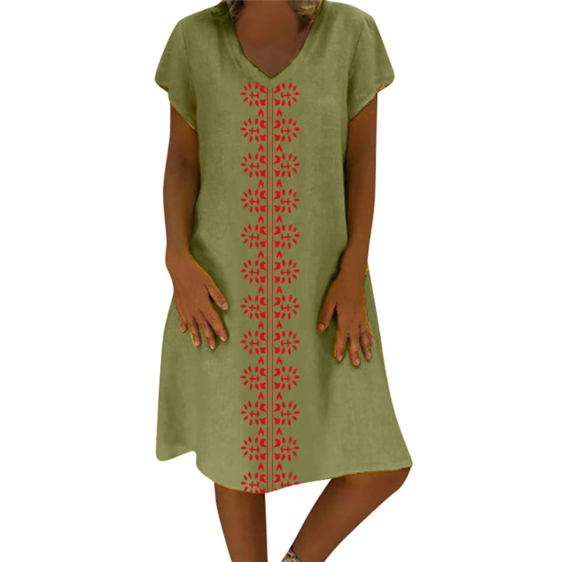 Summer Womens Dress Sexy Style V-Neck Printed Cotton And Linen Casual Plus Size Ladies Dress For Women S-L5 40z
Summer Womens Dress Sexy Style V-Neck Printed Cotton And Linen Casual Plus Size Ladies Dress For Women S-L5 40z