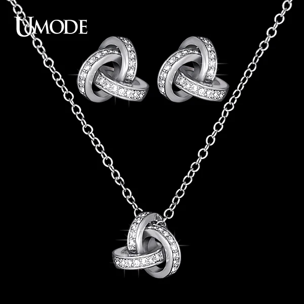 UMODE White Gold Color Cubic Zirconia CZ Accent Inspired Twist Love Knot Stud Earrings and Pendant Necklace Jewelry Set US0031
UMODE White Gold Color Cubic Zirconia CZ Accent Inspired Twist Love Knot Stud Earrings and Pendant Necklace Jewelry Set US0031