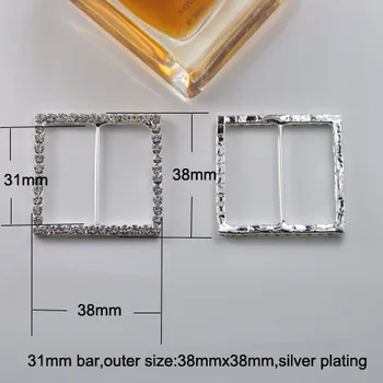 (M0162-31mm bar) square rhinestone ribbon slider for wedding invitation card, silver or gold plating ,outer size:38mmx38mm
(M0162-31mm bar) square rhinestone ribbon slider for wedding invitation card, silver or gold plating ,outer size:38mmx38mm