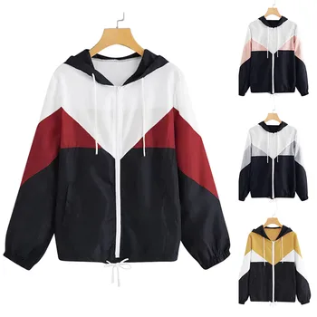 Coat 2019Top Women Autumn Long Sleeve Thin Skin suits Hooded Zip Stitching Coat
Coat 2019Top Women Autumn Long Sleeve Thin Skin suits Hooded Zip Stitching Coat