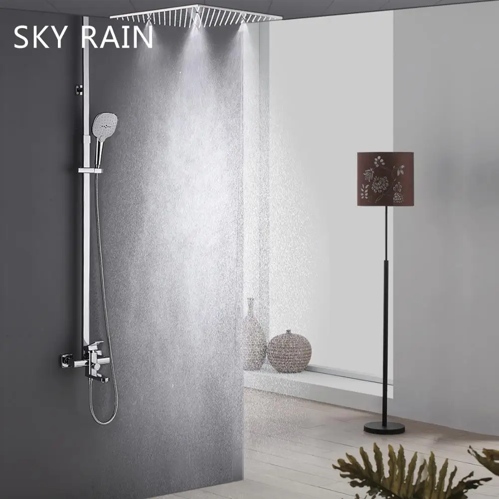 SKY RAIN 16/20 Inch SUS304 Bathroom Wall Mounted Rainfall Spray Square Shower Head Set With Under Spout
SKY RAIN 16/20 Inch SUS304 Bathroom Wall Mounted Rainfall Spray Square Shower Head Set With Under Spout