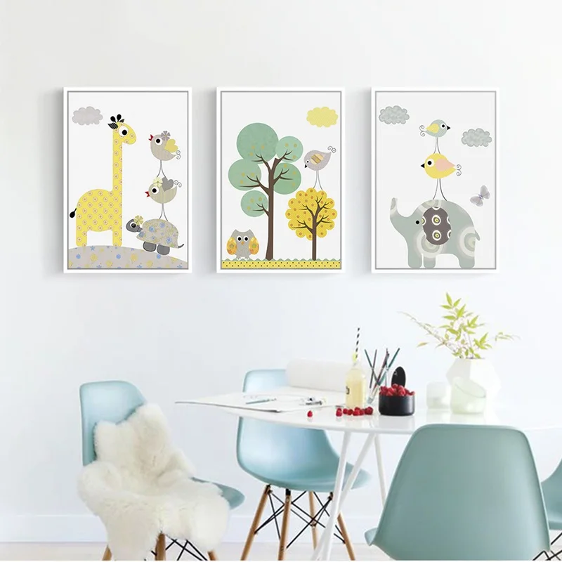 Cartoon Giraffe Bird Elephant Animal Posters and Print Minimalist Wall Art Canvas Painting Nursery Wall Picture Baby Living Room
Cartoon Giraffe Bird Elephant Animal Posters and Print Minimalist Wall Art Canvas Painting Nursery Wall Picture Baby Living Room