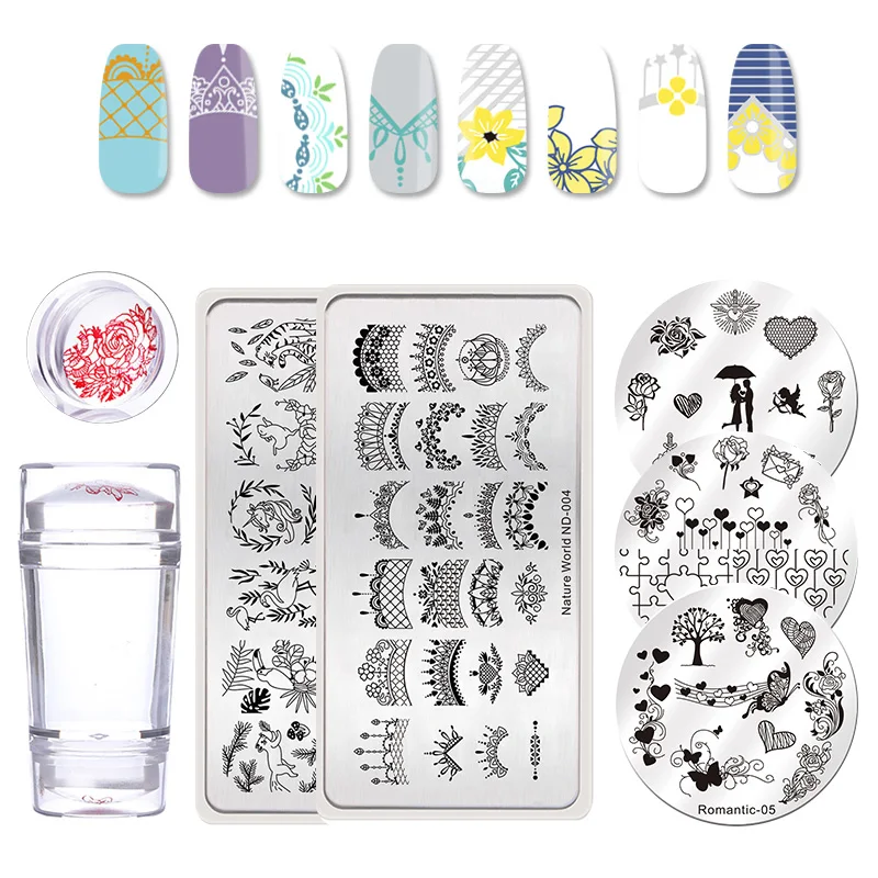 NICOLE DIARY 5Pcs Flower Leaf Animal Stamp Plates Clear Silicone Stamper Scrapers Set French Edge Floral Nail Art Image Plate
NICOLE DIARY 5Pcs Flower Leaf Animal Stamp Plates Clear Silicone Stamper Scrapers Set French Edge Floral Nail Art Image Plate