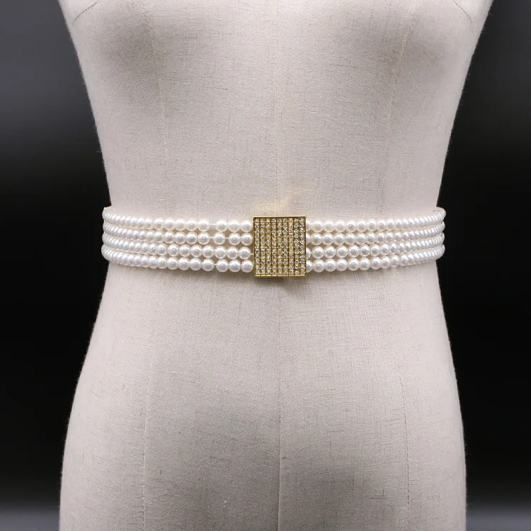 Four Layers Wide Pearl Waistband WOmen Elegant Waist Belts Metal Alloy Rhinestone Buckle Corset Cummerbunds Ladies Dress Belts
Four Layers Wide Pearl Waistband WOmen Elegant Waist Belts Metal Alloy Rhinestone Buckle Corset Cummerbunds Ladies Dress Belts