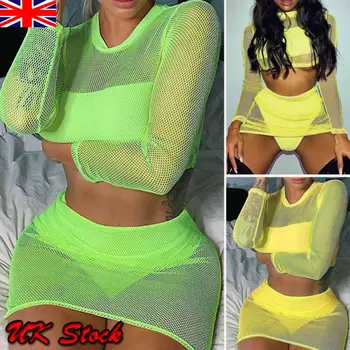 Women Mesh Sheer See Through Top And Skirt Sets Mesh Long Sleeve Fishnet Summer Sets
Women Mesh Sheer See Through Top And Skirt Sets Mesh Long Sleeve Fishnet Summer Sets
