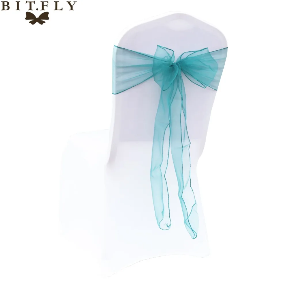 Dark Coral Organza Chair Cover Sashes For Party Banquet Decor Bow