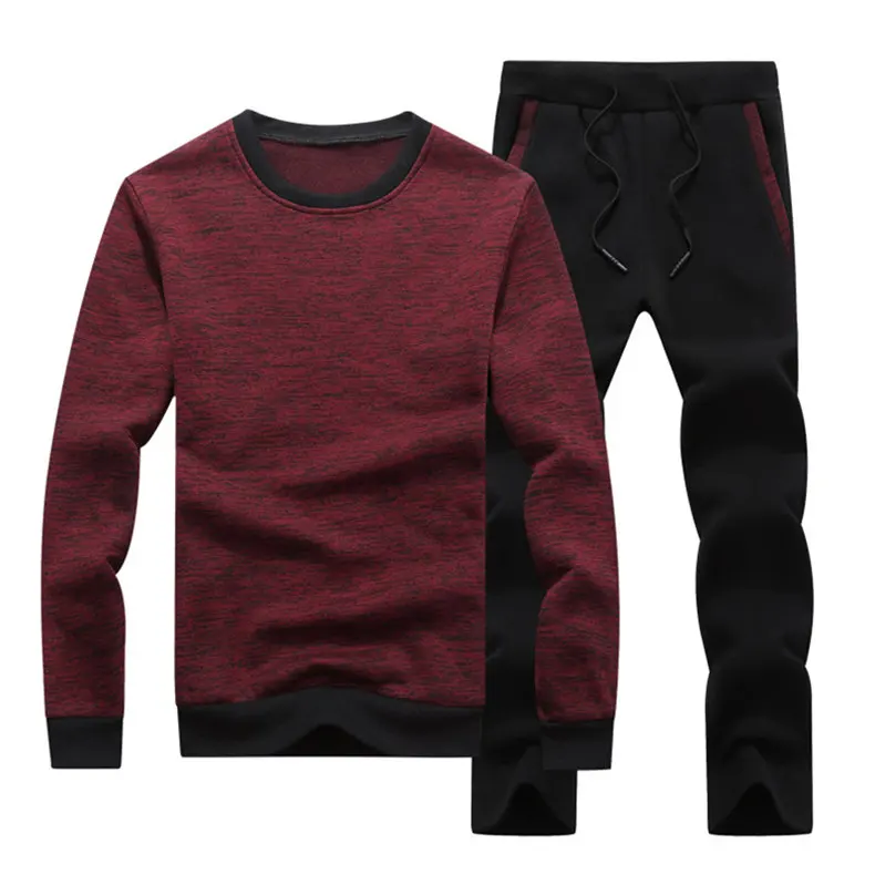 2019 Men's Sets Tracksuit Male Chandal Hombre Moletom Hoodies Velvet Sweatshirt Men Sportswear Inside Sport Suits Jacket+Pant 02