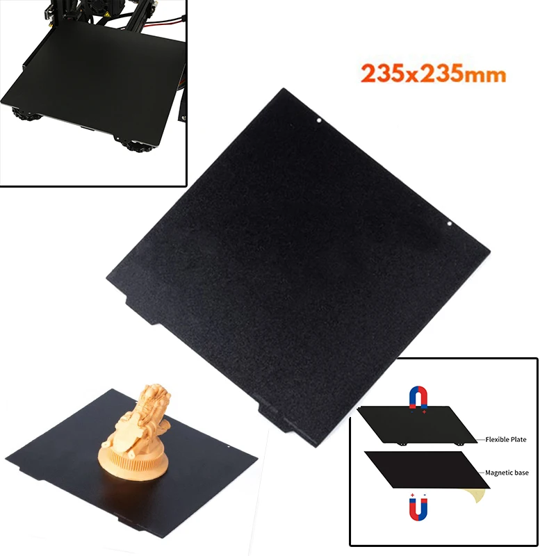 Portable 235*235mm 2-Sided Textured PEI Powder Black Plate Magnetic Sticker for Printer
Portable 235*235mm 2-Sided Textured PEI Powder Black Plate Magnetic Sticker for Printer