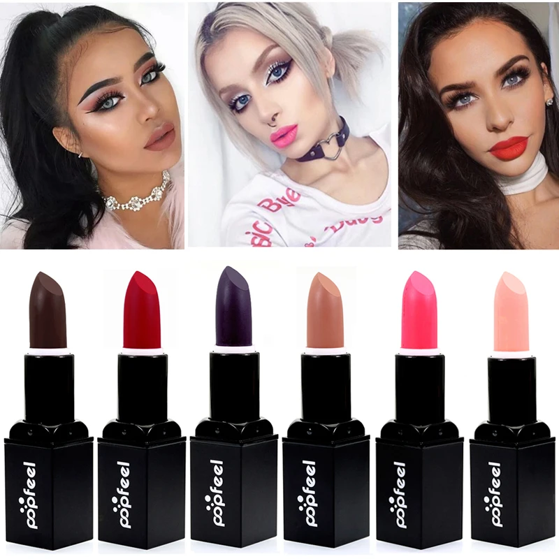 New POPFEEL Waterproof Makeup Red Lip Matte Lipstick Batom Velvet Lips Long Lasting Nude Lip Stick Tattoo Cosmetic Batom Mate
New POPFEEL Waterproof Makeup Red Lip Matte Lipstick Batom Velvet Lips Long Lasting Nude Lip Stick Tattoo Cosmetic Batom Mate