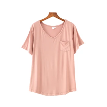 Modal Short Sleeve T-shirt Women's V-neck Bottoming Shirt Spring and Summer New Outside Wear Loose Large V-Neck Women Tshirt
Modal Short Sleeve T-shirt Women's V-neck Bottoming Shirt Spring and Summer New Outside Wear Loose Large V-Neck Women Tshirt
