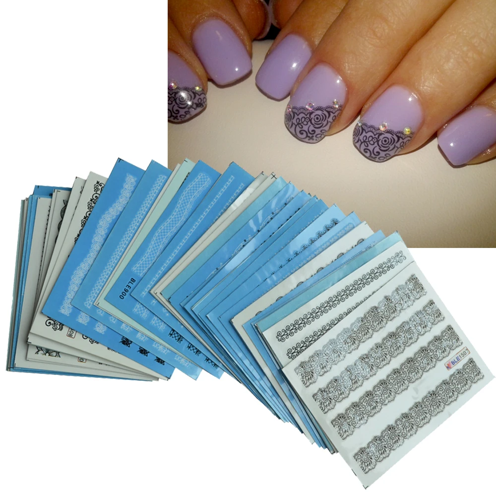 50 sheets Beauty Flower Lace Nail Art Water Transfer Stickers Black White Decals Manicure Decor Sexy DIY Watermark Tips BENC180
50 sheets Beauty Flower Lace Nail Art Water Transfer Stickers Black White Decals Manicure Decor Sexy DIY Watermark Tips BENC180