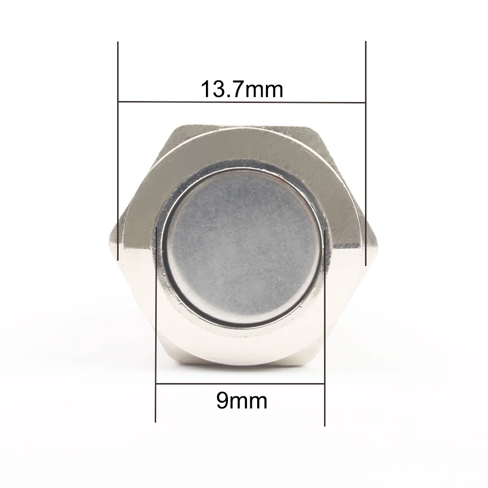 Плоский/головной металлический кнопочный переключатель 12 мм водонепроницаемый