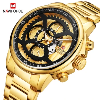 2020 NAVIFORCE Men's Gold Quartz Watch Men Top Luxury Brand Mens Watches Full Steel Military Sport Wrist Watch Relogio Masculino
2020 NAVIFORCE Men's Gold Quartz Watch Men Top Luxury Brand Mens Watches Full Steel Military Sport Wrist Watch Relogio Masculino