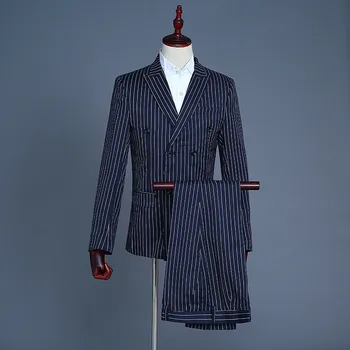 Men's Suit Striped Double Breasted Suit Three-piece (jacket +Pant+vest) Men Dress Suits Set Straight England Style Men's Suits
Men's Suit Striped Double Breasted Suit Three-piece (jacket +Pant+vest) Men Dress Suits Set Straight England Style Men's Suits