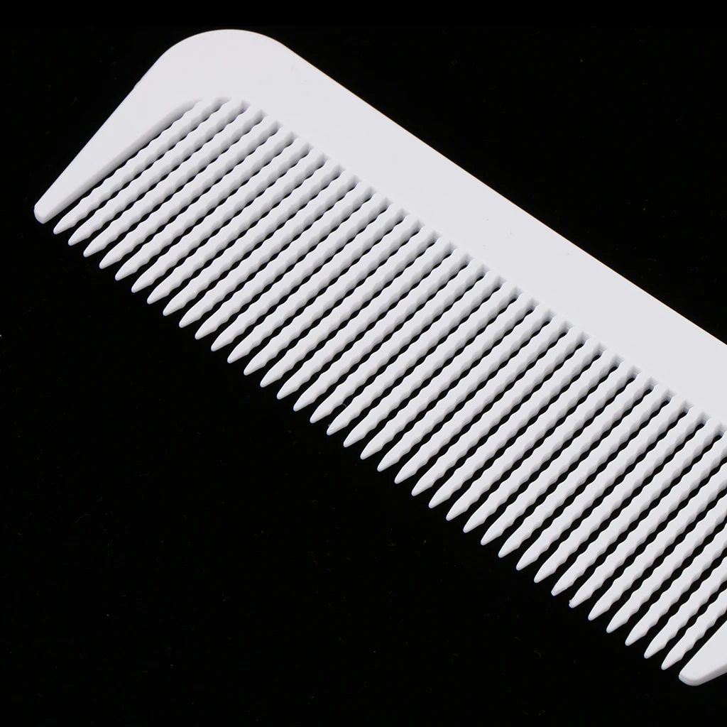 2 Pieces 9.3 inch Flat Top Clipper Comb Finely Waved Teeth Barber Salon Hair Cut Styling Comb - White Black Heat-Resistant