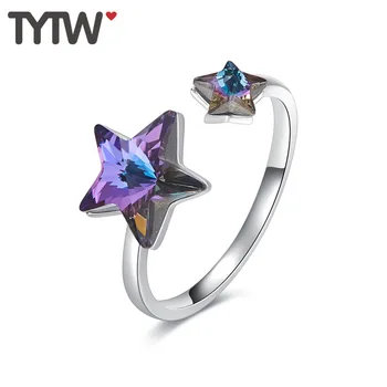 Chic Crystals from Austrian Star round rings rhodium Crystal ring for womoen Blue Purple Adjustable Stackable Wrap Open Ring
Chic Crystals from Austrian Star round rings rhodium Crystal ring for womoen Blue Purple Adjustable Stackable Wrap Open Ring