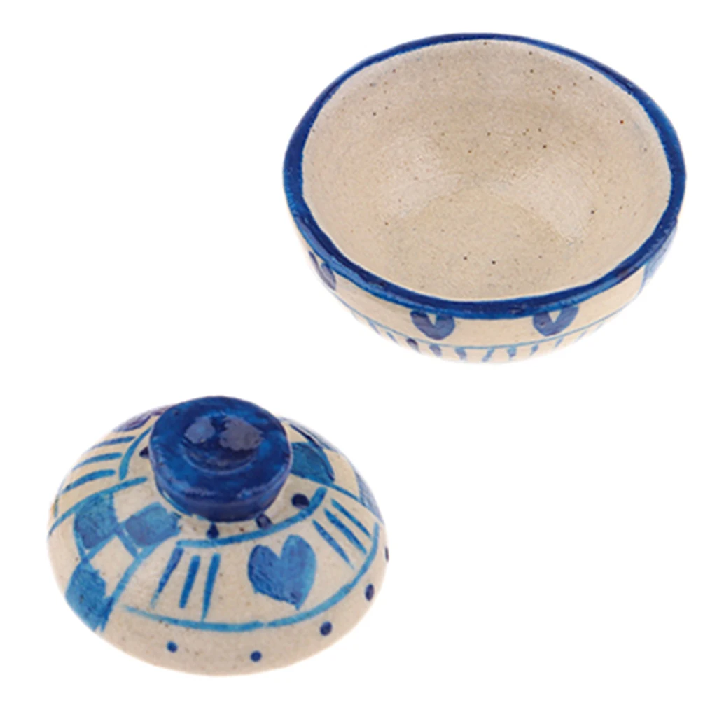 Beautiful design 1/12scale Porcelain Clay Pot material Bowl Model Doll House Miniatures Kitchen Decoration for dollhouse