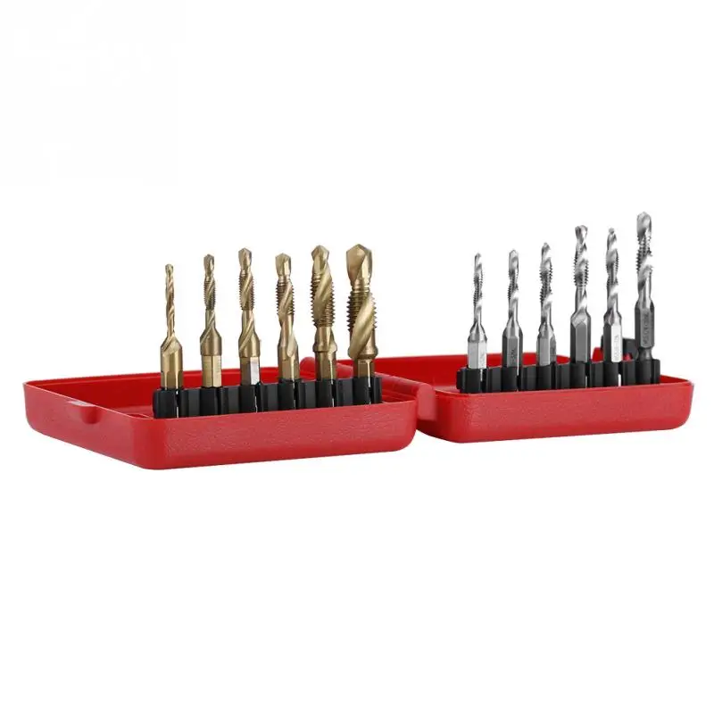 12Pcs/Set M3-M10 Thread Tap Screw Taps Hex Shank Titanium Plated HSS Screw Thread Metric & Inch Tap Drill Bits Tapping Tool
12Pcs/Set M3-M10 Thread Tap Screw Taps Hex Shank Titanium Plated HSS Screw Thread Metric & Inch Tap Drill Bits Tapping Tool