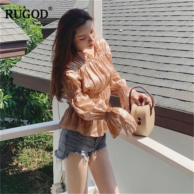 RUGOD 2019 Elegant women blouses v neck pleated flare sleeves white fashion spring office ladies wearing modis femme tops
RUGOD 2019 Elegant women blouses v neck pleated flare sleeves white fashion spring office ladies wearing modis femme tops