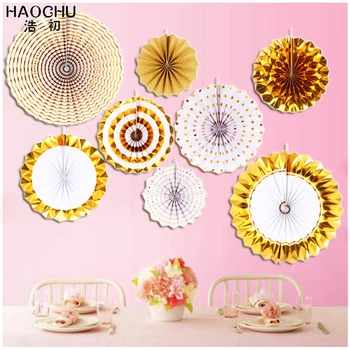 HAOCHU 8Pcs/set Gold Silver Paper Fan for Festive & Party Supplies Wedding Photography Backdrops DIY Paper Craft Birthday Shower
HAOCHU 8Pcs/set Gold Silver Paper Fan for Festive & Party Supplies Wedding Photography Backdrops DIY Paper Craft Birthday Shower