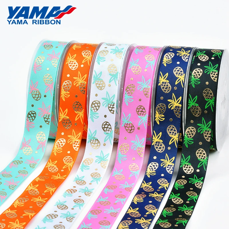 YAMA Gold Foil Stamping Pineapple Printed Ribbon 25mm 1" inch 100Yards/roll Diy Gifts Wedding Party Decoration Ribbons
YAMA Gold Foil Stamping Pineapple Printed Ribbon 25mm 1" inch 100Yards/roll Diy Gifts Wedding Party Decoration Ribbons