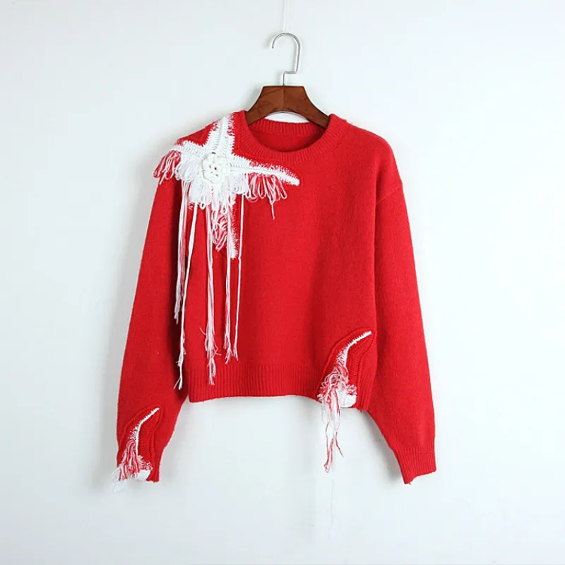 New Women Personality Sweaters Embroidery Floral Patchwork 2018 Autumn High Street Pullover Red Top White Flower Jumper Runway
New Women Personality Sweaters Embroidery Floral Patchwork 2018 Autumn High Street Pullover Red Top White Flower Jumper Runway