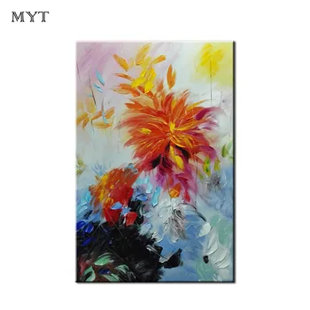 MYT 2019 New Arrival Red and White Large Handpainted Oil Painting On Canvas Wall Art Wall Pictures For Living Room Home Decor
