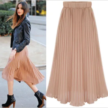 2019 Summer Fashion Womens Chiffon Solid High Waist Pleated Half Length Elastic Waist Skirt Lady Office Party Casual Beach Skirt
2019 Summer Fashion Womens Chiffon Solid High Waist Pleated Half Length Elastic Waist Skirt Lady Office Party Casual Beach Skirt
