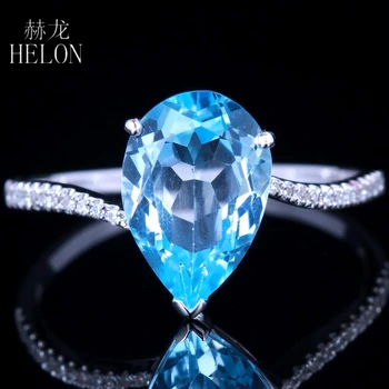 HELON Solid 14K White Gold Certified Pear 3.12ct Natural Blue Topaz 0.1ct Diamond Ring Women Engagement Wedding Trendy Jewelry
HELON Solid 14K White Gold Certified Pear 3.12ct Natural Blue Topaz 0.1ct Diamond Ring Women Engagement Wedding Trendy Jewelry