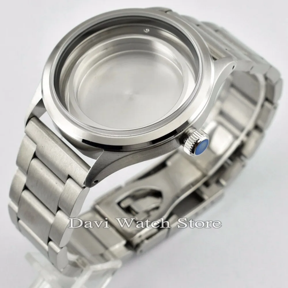 41MM SAPPHIRE STEEL STRAP WATCH CASE FIT ETA 2836,DG2813/3804,MIYOTA 82 SERIES MOVEMENT
41MM SAPPHIRE STEEL STRAP WATCH CASE FIT ETA 2836,DG2813/3804,MIYOTA 82 SERIES MOVEMENT
