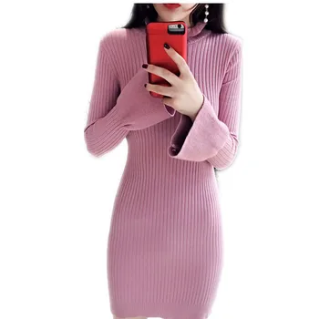 Women Winter Sweater Mini Dress 2018Elegant Winter Women Knitted Pullovers Turtleneck Long Flare Sleeve Dress Knitwear CQ2552
Women Winter Sweater Mini Dress 2018Elegant Winter Women Knitted Pullovers Turtleneck Long Flare Sleeve Dress Knitwear CQ2552