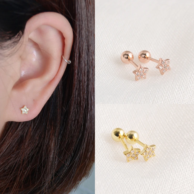 925 sterling silver earring Cute star small zircon screw stud earring mini sweet personality ear bone nail girl ear jewelr
925 sterling silver earring Cute star small zircon screw stud earring mini sweet personality ear bone nail girl ear jewelr